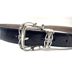 Brighton Reversible Womens Black Bronze Leather Belt Silver Buckle B40403 XL 36